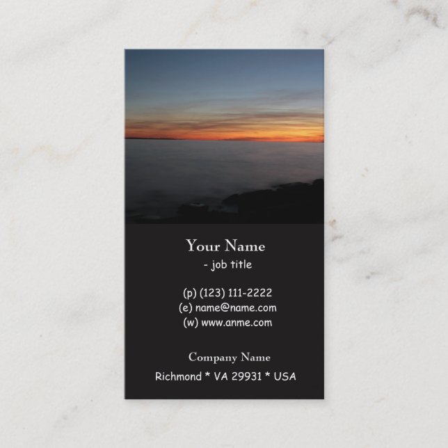 sunset by the lake, Kingston, Ontario,at twilight Business Card (Front)