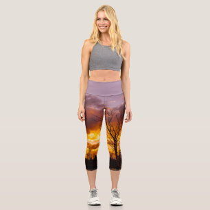 Sunset by the lake - Yoga  Capri Leggings