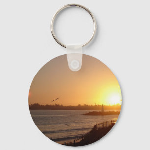 Sunset by the lighthouse key ring