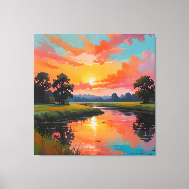 Sunset by the River Canvas Print (Front)