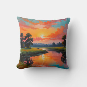 Sunset by the River Cushion