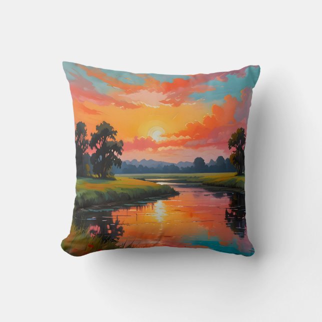 Sunset by the River Cushion (Front)