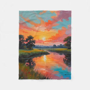 Sunset by the River Fleece Blanket