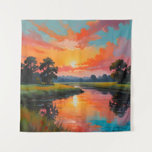 Sunset by the River Tapestry