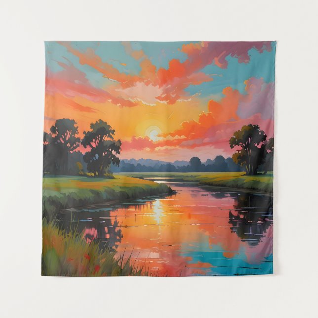 Sunset by the River Tapestry (Front)
