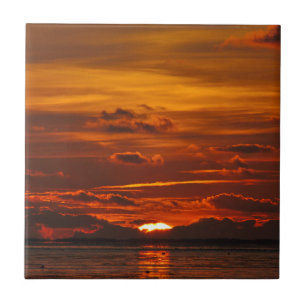 sunset by the sea tile
