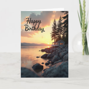 Sunset Cabin Birthday Card
