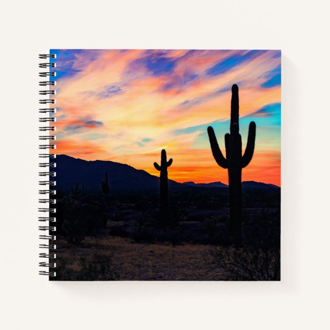 Sunset Cactus Desert Dusk Notebook (Front)