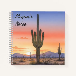 Sunset cactus notebook