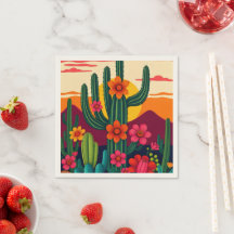 Sunset Cactus with Blossoms