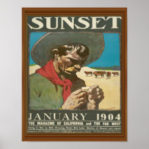 Sunset California Cowboy Vintage Magazine Cover