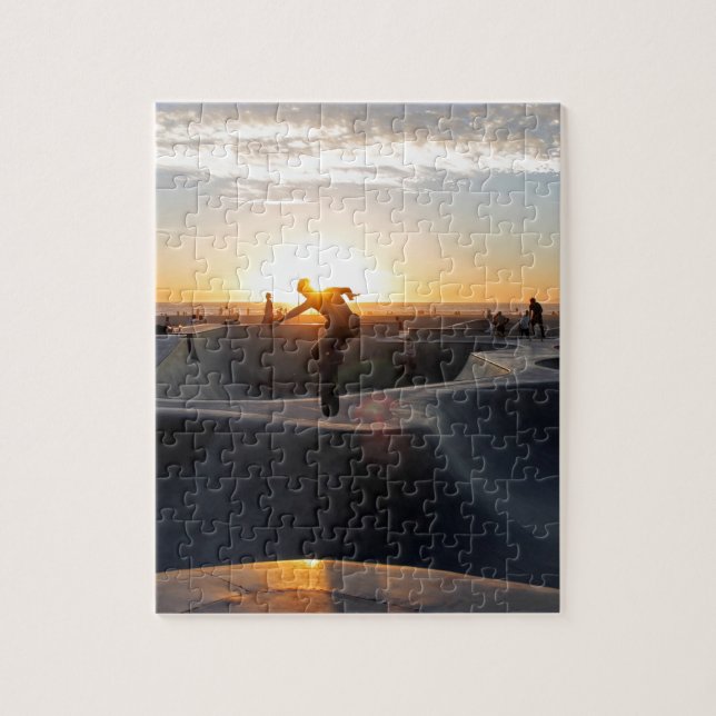 Sunset California Dreams Skateboard Park Freestyle Jigsaw Puzzle (Vertical)