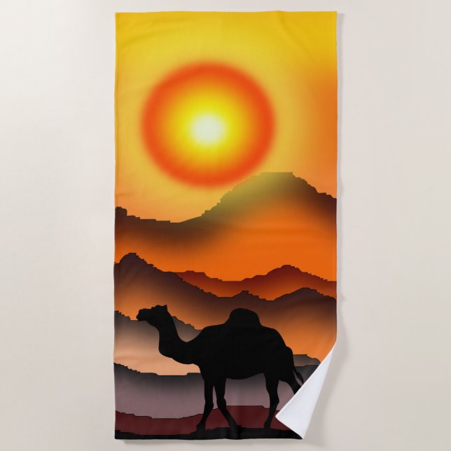 Sunset Camel Beach Towel (Front)