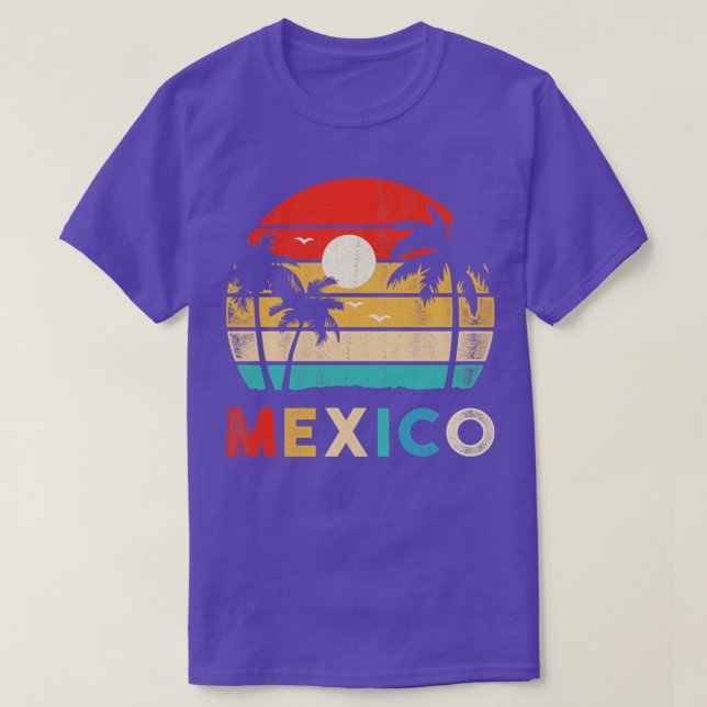 Sunset Cancun Beach Mexico Retro Mexican T-Shirt (Design Front)