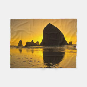 Sunset, Cannon Beach, Oregon, USA Fleece Blanket