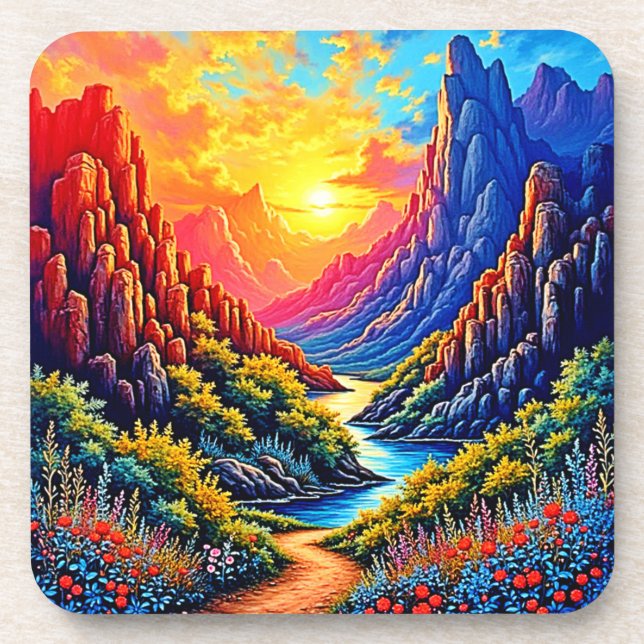  Sunset Canyon River Art Coaster (Front)
