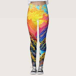  Sunset Canyon River Art Leggings