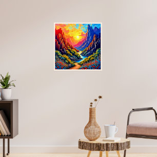 Sunset Canyon River Art Poster