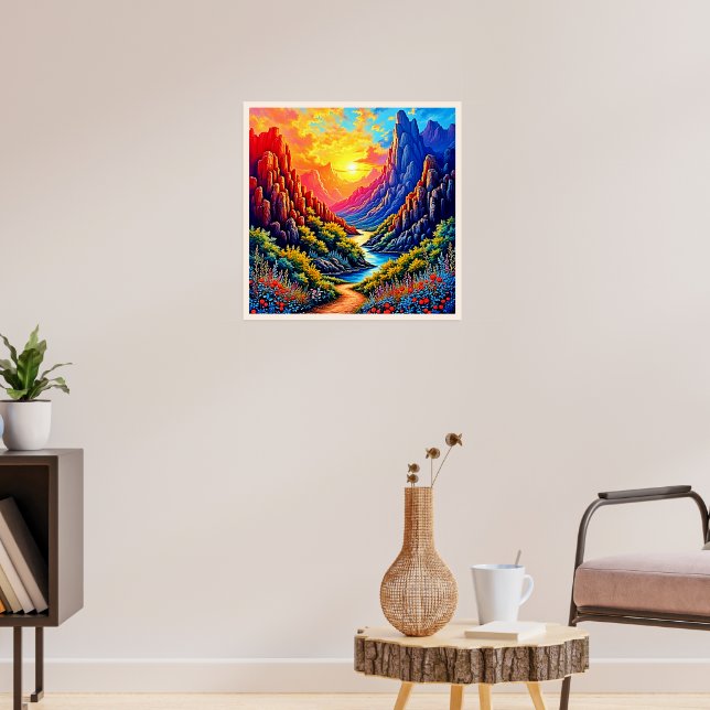  Sunset Canyon River Art Poster (Living Room 3)