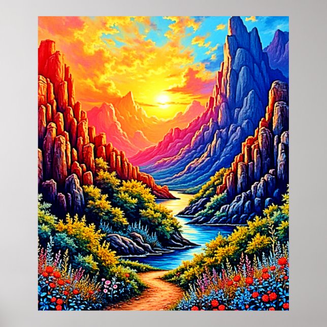  Sunset Canyon River Art Poster (Front)