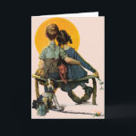 Sunset Card<br><div class="desc">Artist: Norman Rockwell | Boy & girl watch sunset from bench,  forlorn puppy</div>
