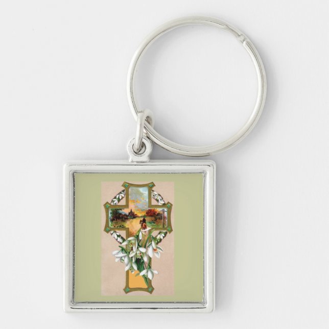 Sunset Christian Cross Key Ring (Front)