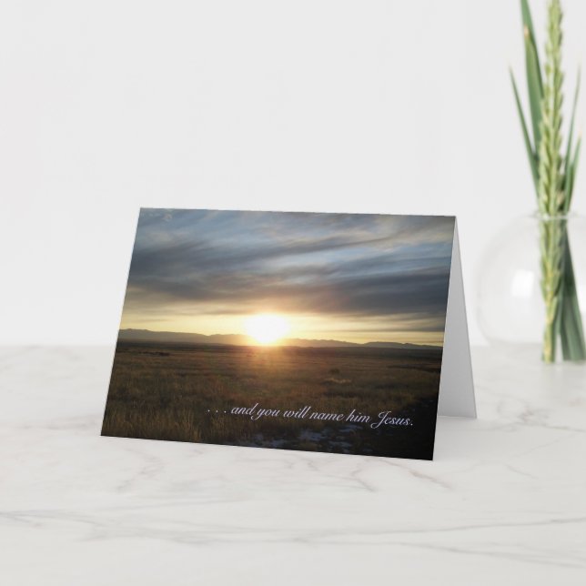 Sunset Christmas Day Greeting Card - Luke 1:31,32 (Front)