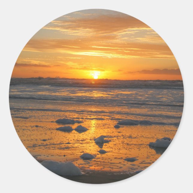 sunset classic round sticker (Front)