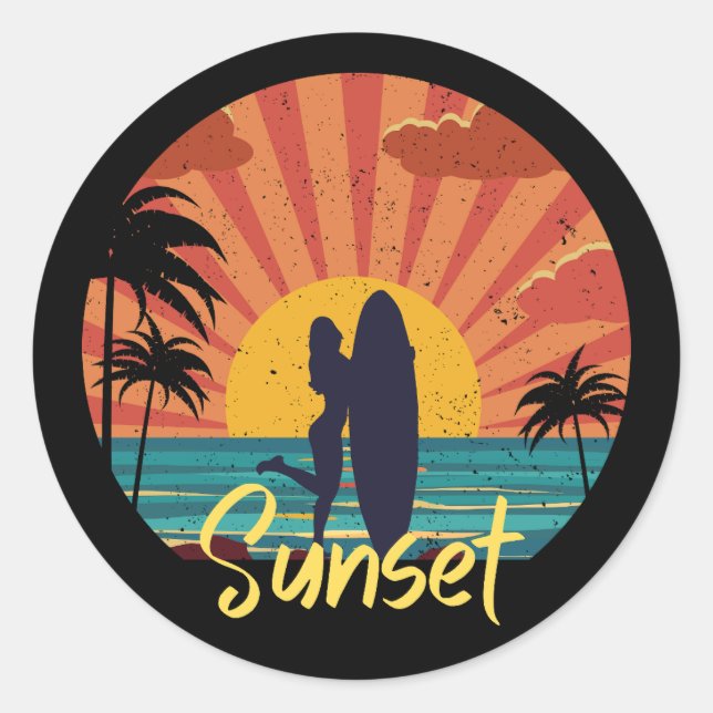 Sunset Classic Round Sticker (Front)
