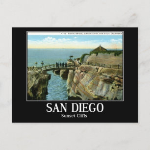 Sunset Cliffs, San Diego CA, Vintage Postcard