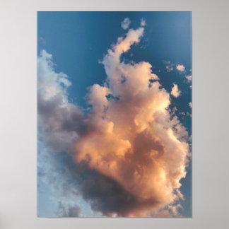 Sunset cloud in a blue sky poster