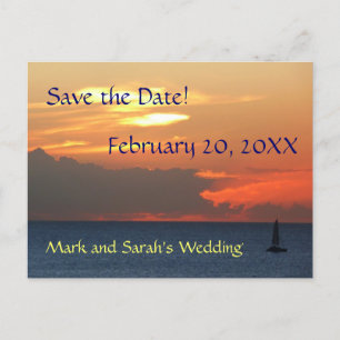 Sunset Clouds and Sailboat Save the Date Postcard