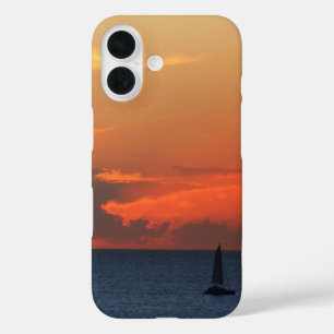 Sunset Clouds and Sailboat Seascape iPhone 16 Case
