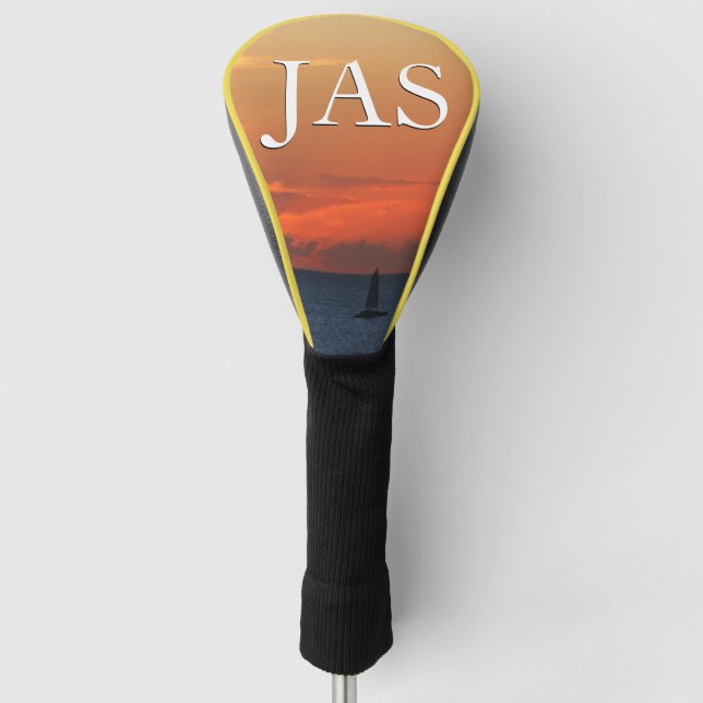 Sunset Clouds and Sailboat Seascape Golf Head Cover (Front)