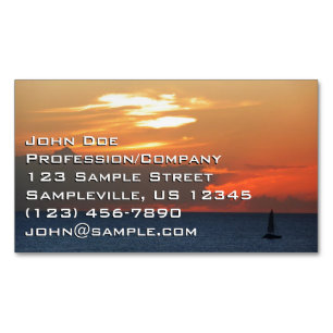 Sunset Clouds and Sailboat Seascape Magnetic Business Card