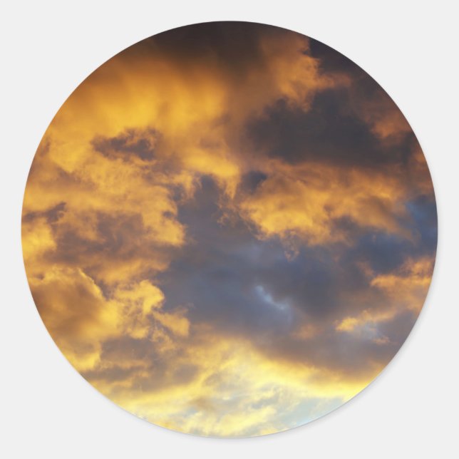 Sunset clouds classic round sticker (Front)