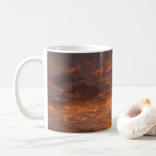 Sunset Clouds I Colourful Sky Photography Coffee Mug (With Donut)