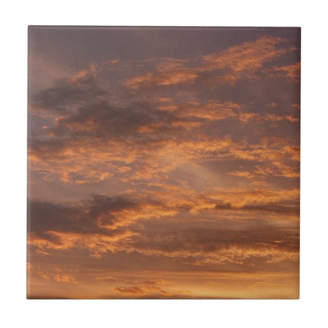Sunset Clouds I Colourful Sky Photography Tile (Front)
