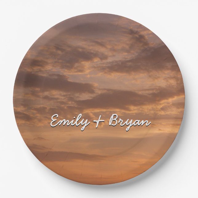 Sunset Clouds II Pastel Abstract Nature Paper Plate (Front)
