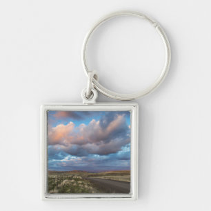 Sunset Clouds Over Gravel Zumwalt Prairie Road Key Ring