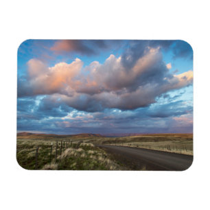 Sunset Clouds Over Gravel Zumwalt Prairie Road Magnet