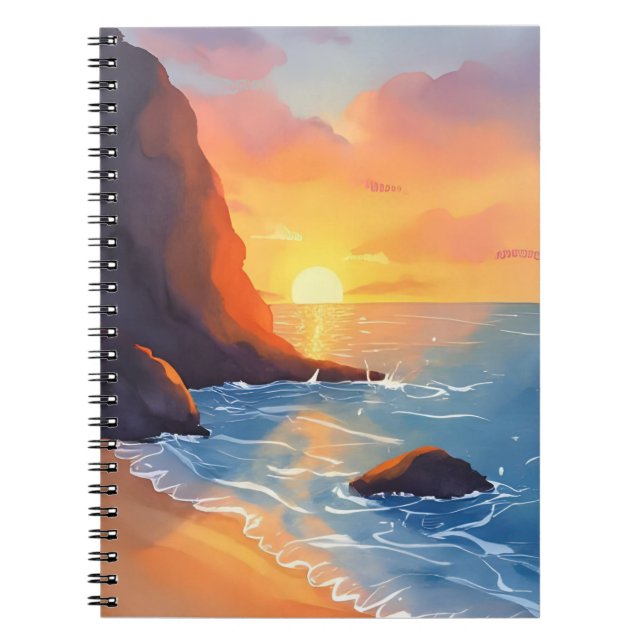 Sunset Coast | Beach Ocean Waves Notebook (Front)