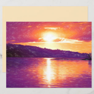 Sunset Coastal Beach Orange Purple Decoupage
