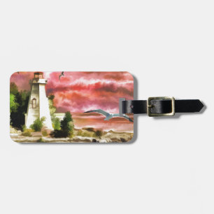 Sunset Coastal Lighthouse Luggage Tag
