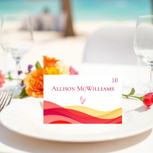 Sunset Color Waves Meal Icons Chicken  Table Number