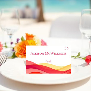 Sunset Color Waves Meal Icons Meat Table Number