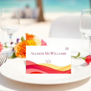 Sunset Color Waves Meal Icons Pork Table Number