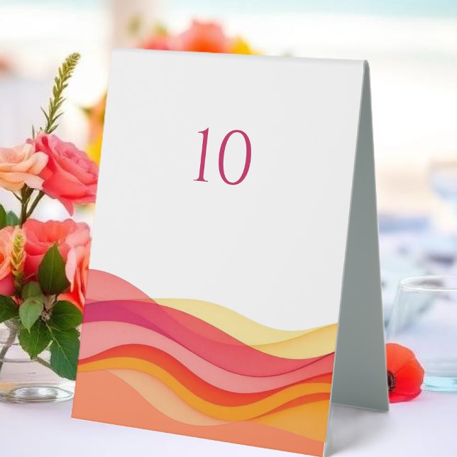 Sunset Color Waves Modern Wedding Table Number (Sunset Color Waves Modern Wedding Table Number Table Tent)
