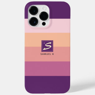 Sunset Colour Palette Stripe Monogram Case-Mate iPhone 14 Pro Max Case
