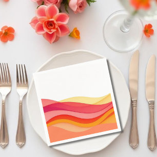 Sunset Colour Waves Modern Wedding Napkin